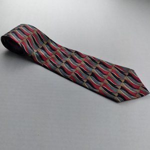 ZYLOS GEORGE MACHADO Mens Tie Multicolored Abstract Print 100% Italian Silk Wide